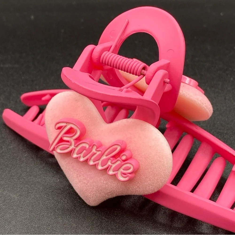 Barbie Pink Heart Matte Hair Claw Large